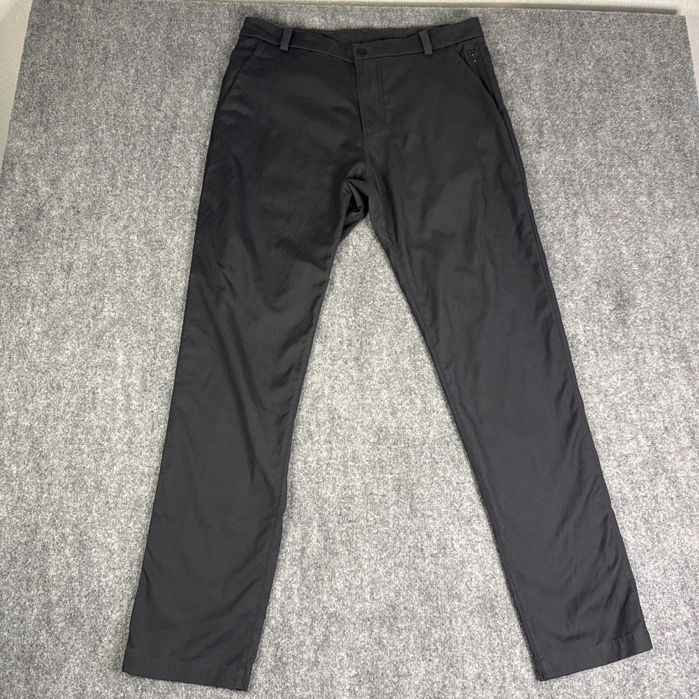 Lululemon ABC Slim-Fit Pants Mens 34 Dark Grey Warpstreme 5-Pocket E40416